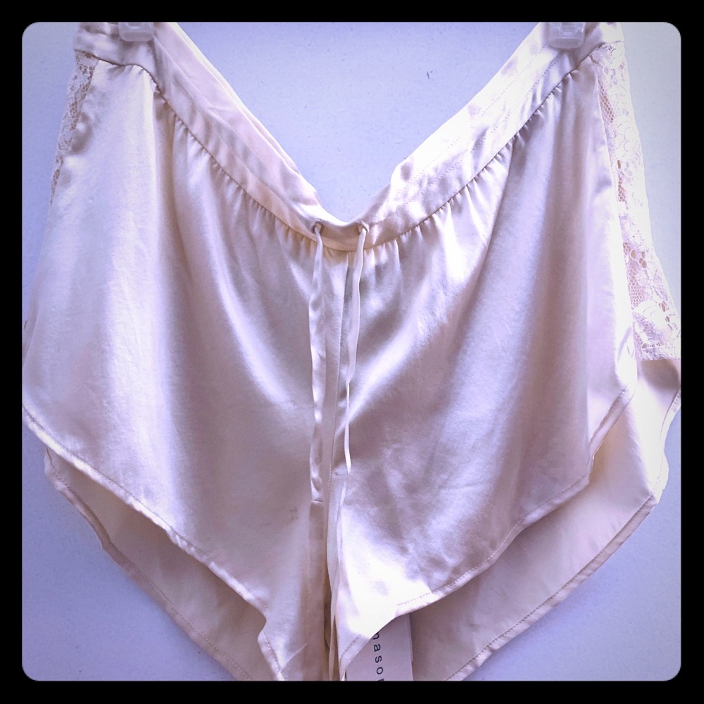 Silk Shorts with Lace Detail